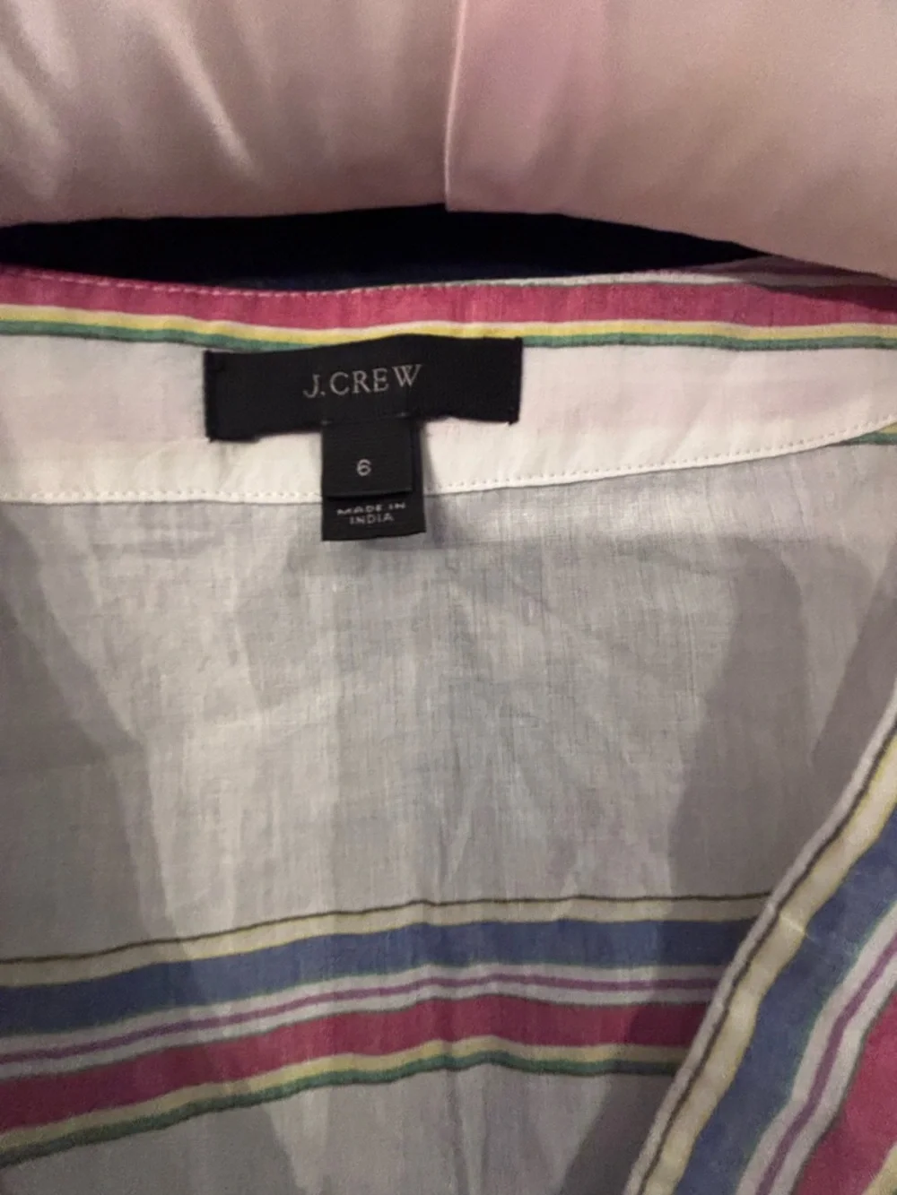 J. Crew Striped V-Neck Wrap Blouse Flutter Sleeve SZ 6 Coquette